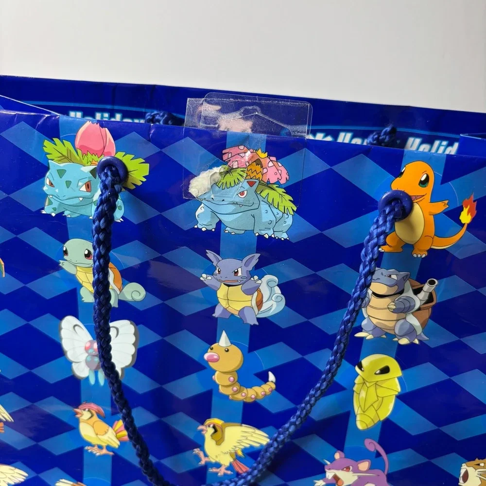 Vintage Pokemon Happy Holidays Gift Bag Blue Pokemon Characters‎ 2000 Retro